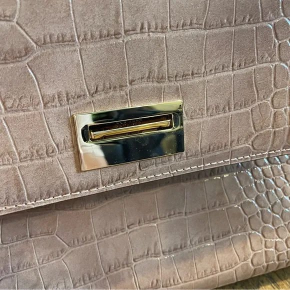 Kate Spade Knightsbridge Doris Satchel Croc Embossed Leather Sparrow Tan